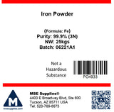 MSE PRO 3N 99.9% Purity, Iron (Fe) Powder - MSE Supplies LLC