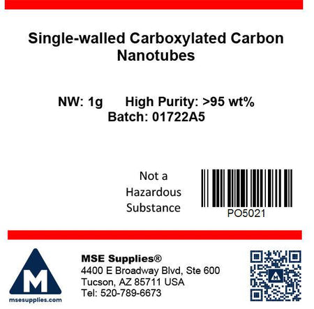 MSE PRO High Purity (>95 wt%) Single-walled Carboxylated Carbon Nanotubes, 1g, Nano Materials, MSE Supplies LLC, MSE Supplies