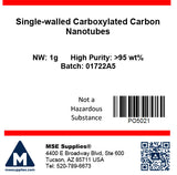 MSE PRO High Purity (>95 wt%) Single-walled Carboxylated Carbon Nanotubes, 1g - MSE Supplies LLC