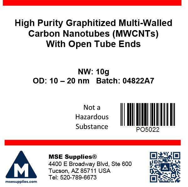 MSE PRO 10g High Purity (>99.9 wt%) Graphitized Multi-Walled Carbon Nanotubes (MWCNTs) with Open Tube Ends, Nano Materials, MSE Supplies LLC, MSE Supplies