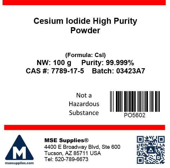 MSE PRO 5N (99.999%) Cesium Iodide (CsI) High Purity Powder, Chemicals and Compounds, MSE Supplies LLC, MSE Supplies