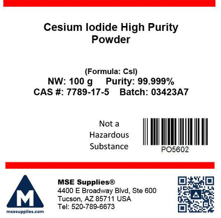 MSE PRO 5N (99.999%) Cesium Iodide (CsI) High Purity Powder, Chemicals and Compounds, MSE Supplies LLC, MSE Supplies