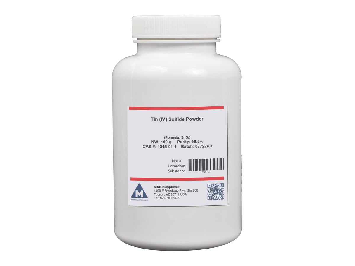 MSE PRO Tin (IV) Sulfide, SnS<sub>2</sub>, 99.5% Powder, 100g, Chemicals and Compounds, MSE Supplies LLC, MSE Supplies