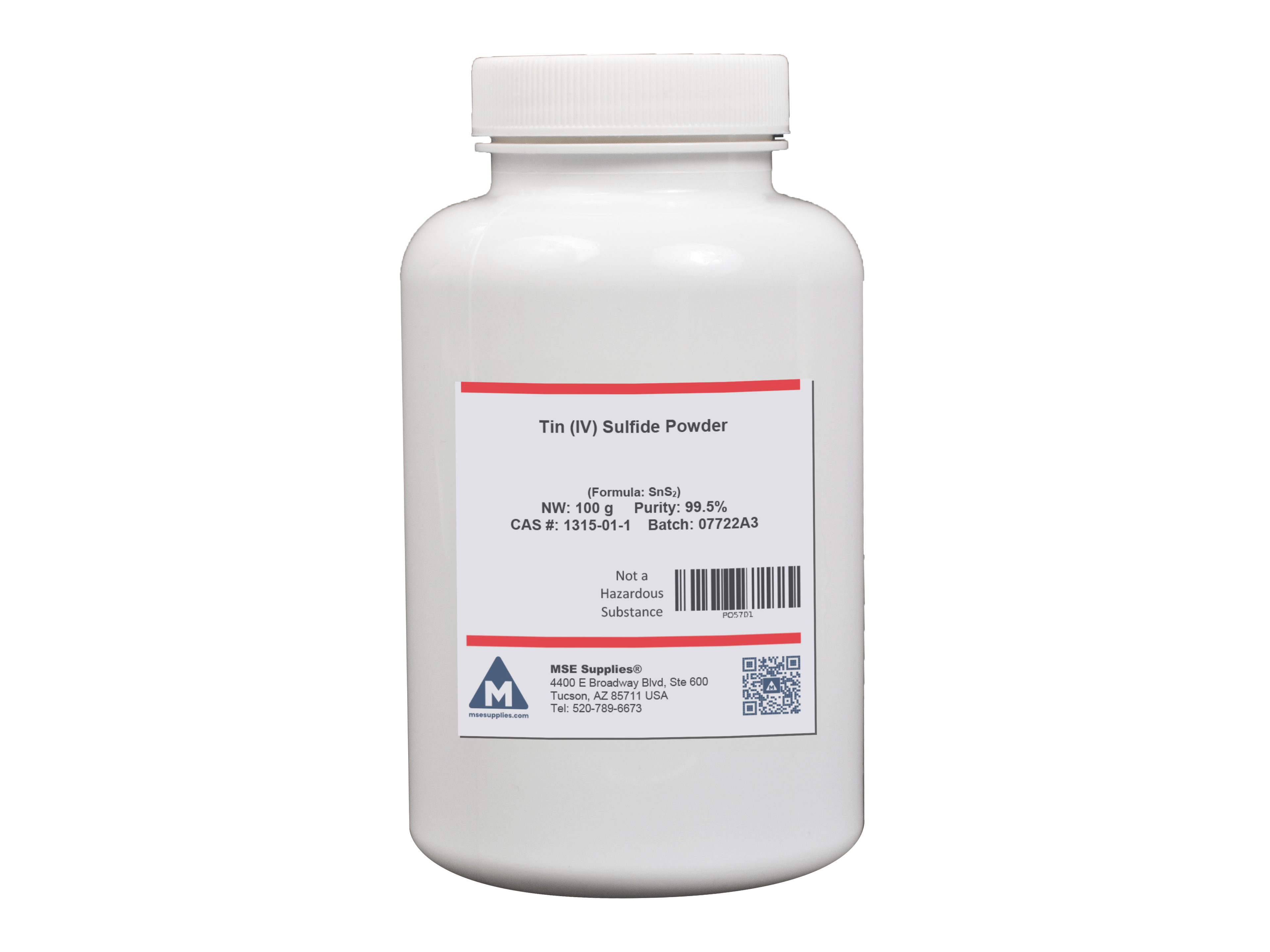 MSE PRO Tin (IV) Sulfide, SnS<sub>2</sub>, 99.5% Powder, 100g, Chemicals and Compounds, MSE Supplies LLC, MSE Supplies