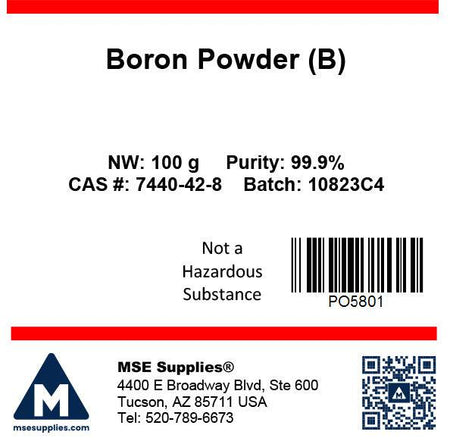MSE PRO Boron, B, 99.9% Powder, 100g, Chemicals and Compounds, MSE Supplies LLC, MSE Supplies