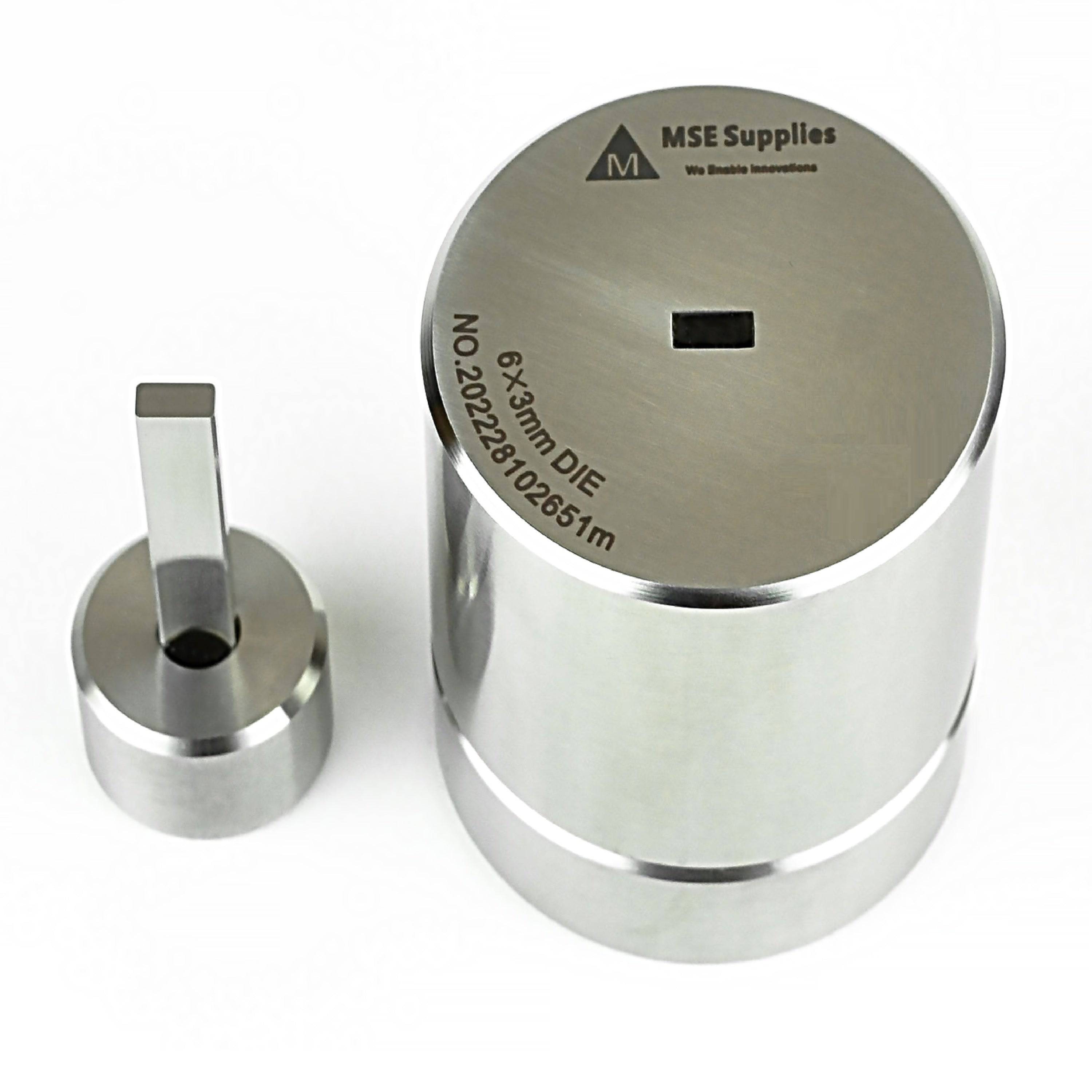 MSE PRO 6x3 mm Rectangular Dry Pellet Pressing Die Set, Pellet Press Die Set, MSE Supplies LLC, MSE Supplies