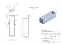 Customized MSE PRO crucibles per creuset 3 drawing: Thickness: 3.3 mm, Length: 86 mm, Depth : 23 mm, Total height: 26 mm, Width: 27 mm - Crucibles - MSE Supplies LLC - MSE Supplies