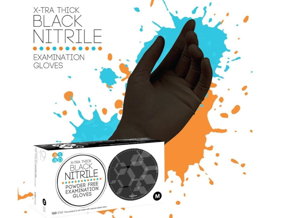 A.S.A.P. X-Tra Thick Black Nitrile Exam Gloves, 1000PK, Laboratory Supplies, A.S.A.P., MSE Supplies