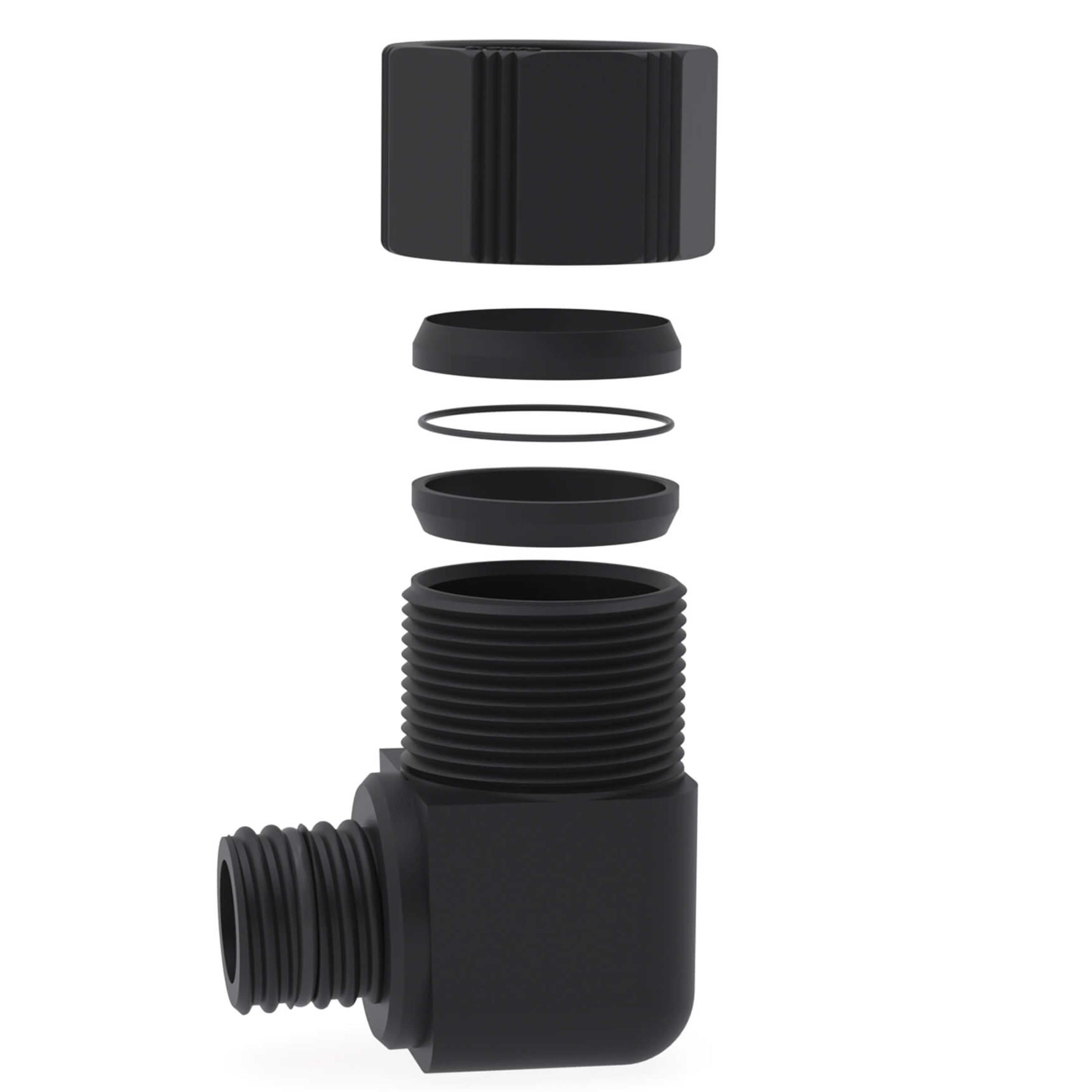 b.safe Angled Connector (90°, 1x Ø 32 mm, 1x GL25 (m) ) (PE-EX )