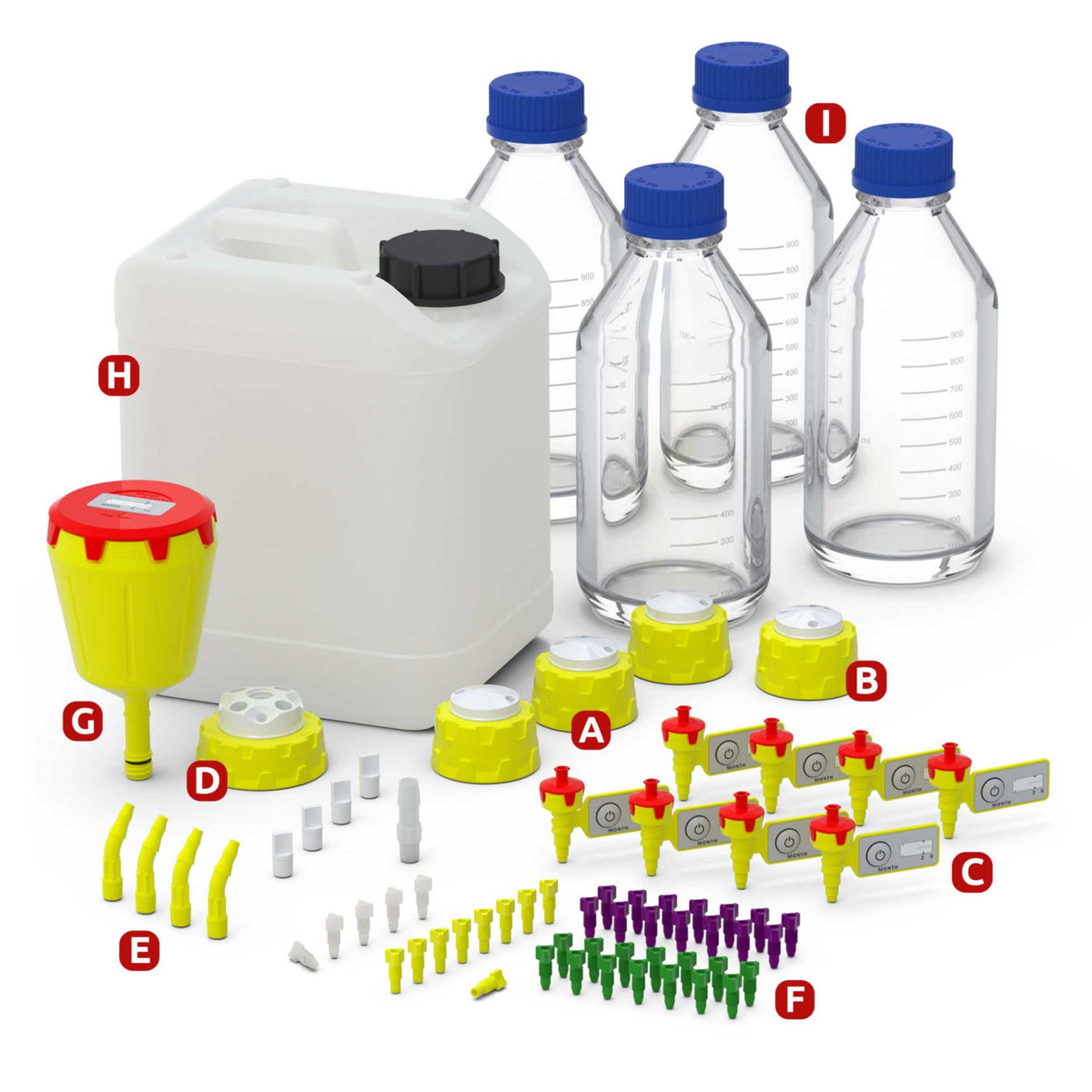b.safe HPLC All-In-One Set Premium (GL45, S55 ) (PTFE/PP/PE )