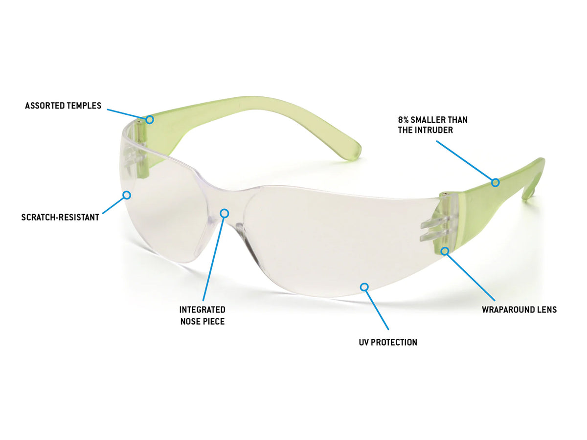 PYRAMEX Frameless Mini Intruder® Assorted Temple Colors Safety Glasses, PK of 12 - MSE Supplies LLC