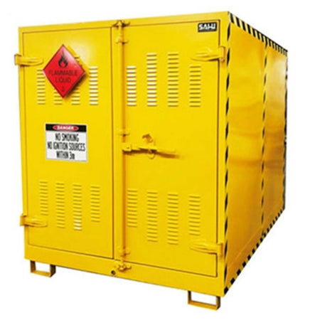 SAI-U® Outdoor Oil Drum Storage Cabinet (Sided Double Door) for 6 Drums