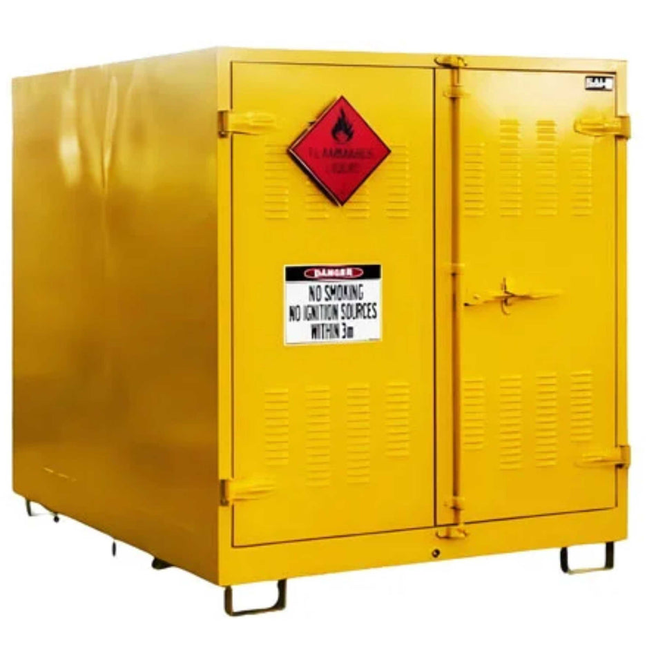 SAI-U® Outdoor Oil Drum Storage Cabinet (Sided Double Door) for 8 Drums