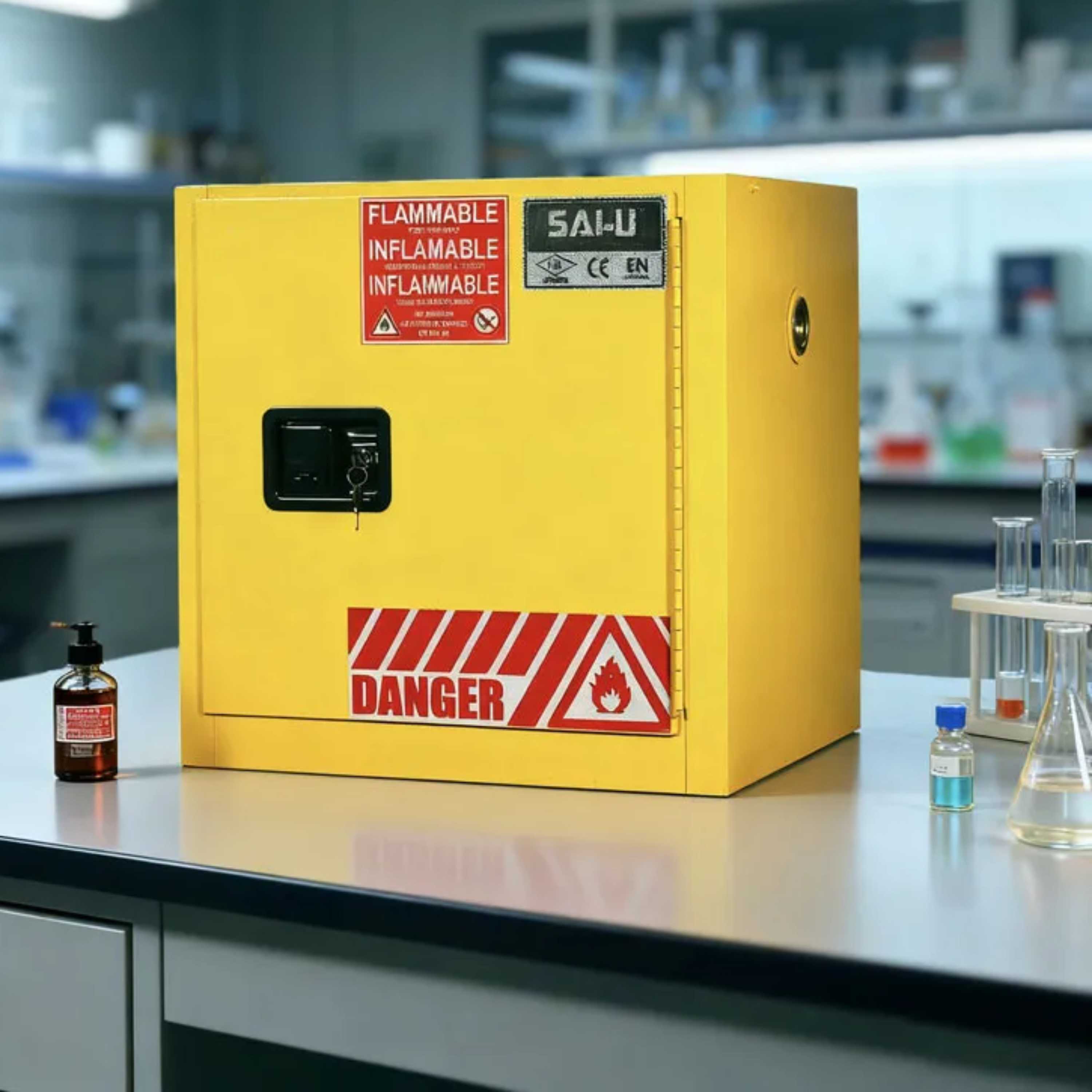 SAI-U® 10 Gallon, Manual Close, 1 shelf, Flammable Liquids Safety Storage Cabinet