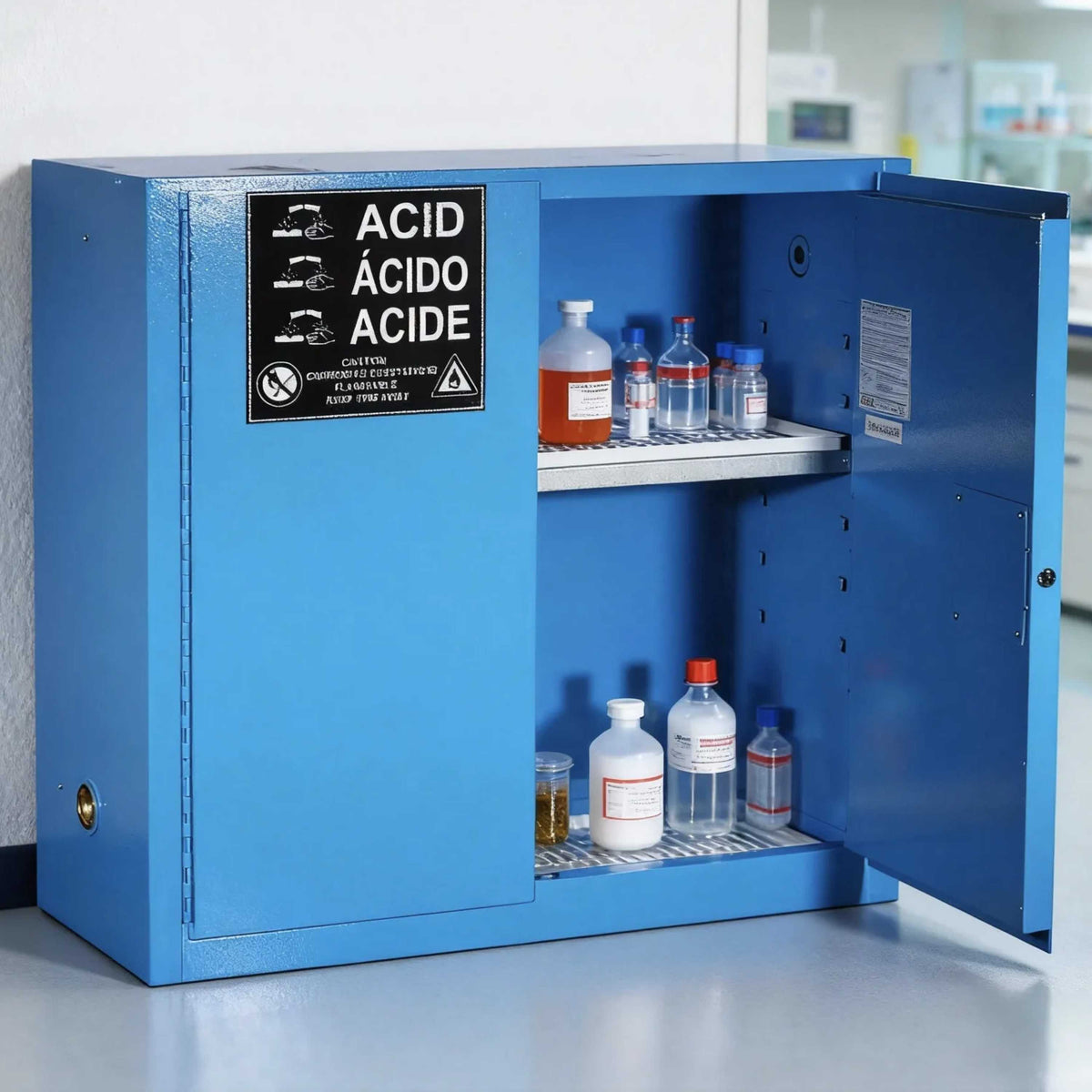 SAI-U® 30 Gallon, Manual Close, 1 shelf, Corrosive Liquids Safety Storage Cabinet