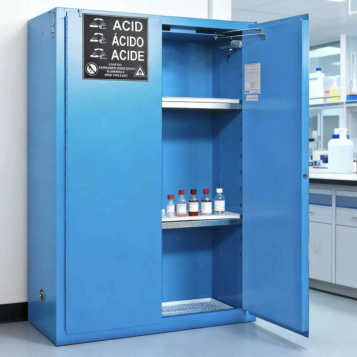 SAI-U® 45 Gallon, Manual Close, 2 shelves, Corrosive Liquids Safety Storage Cabinet