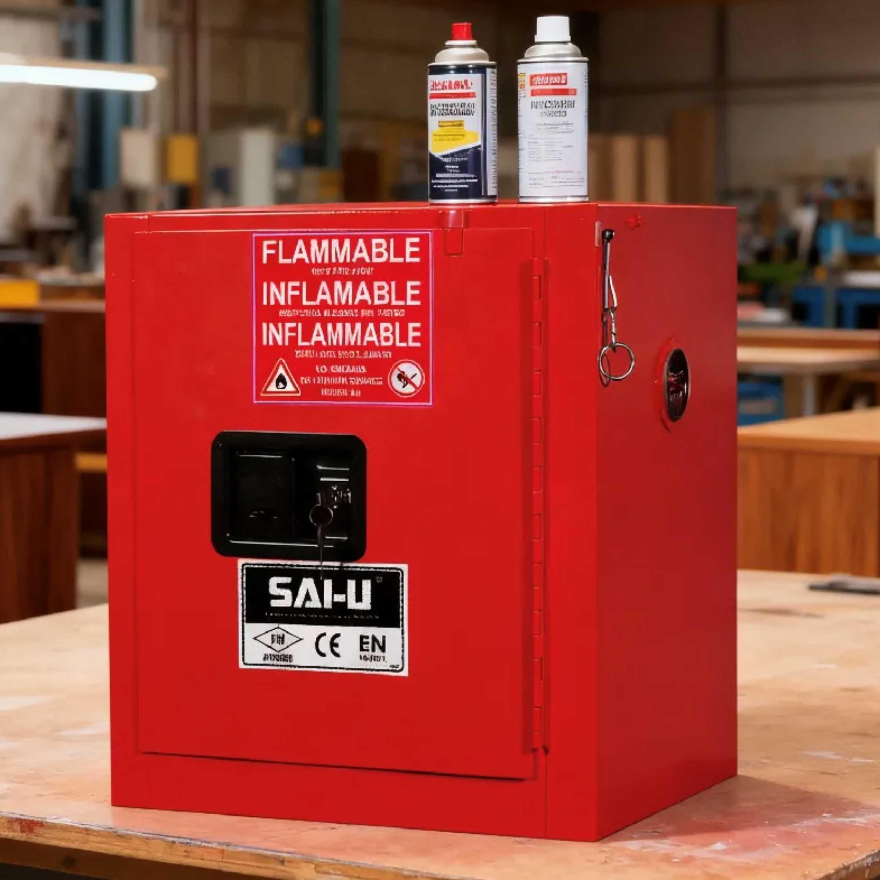 SAI-U® 4 Gallon, Self Close, 1 shelf, Combustibles Safety Storage Cabinet (Self-closing door)