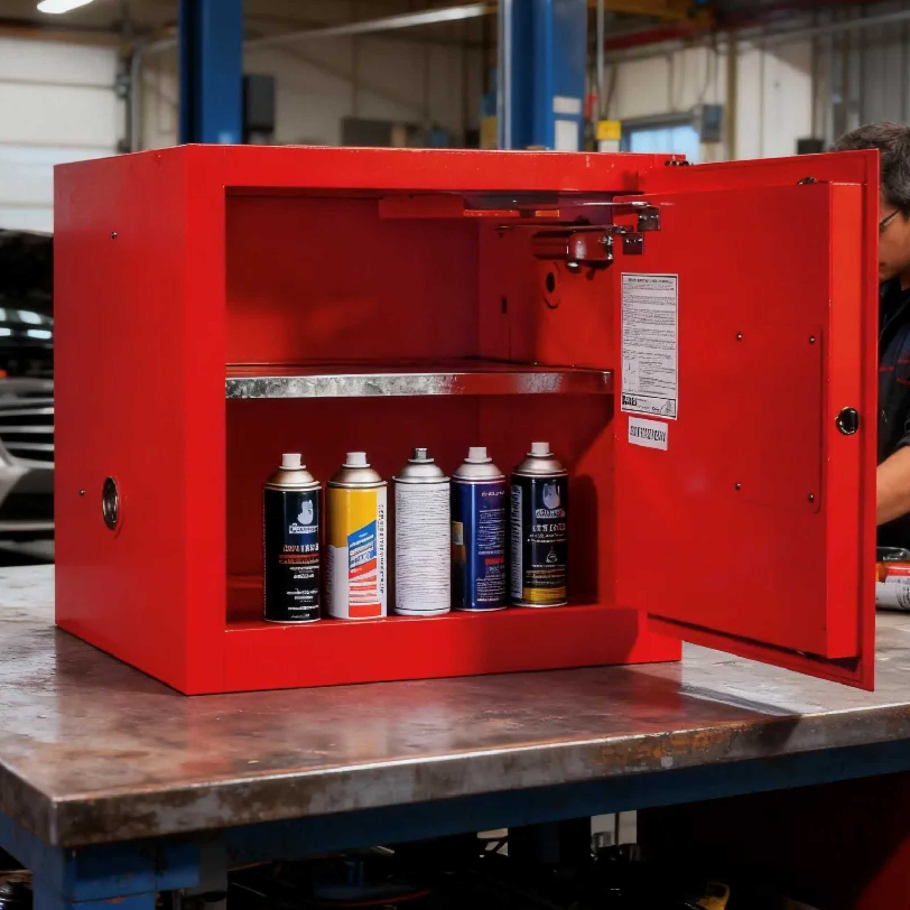SAI-U® 10 Gallon, Self Close, 1 shelf, Combustibles Safety Storage Cabinet (Self-closing door)