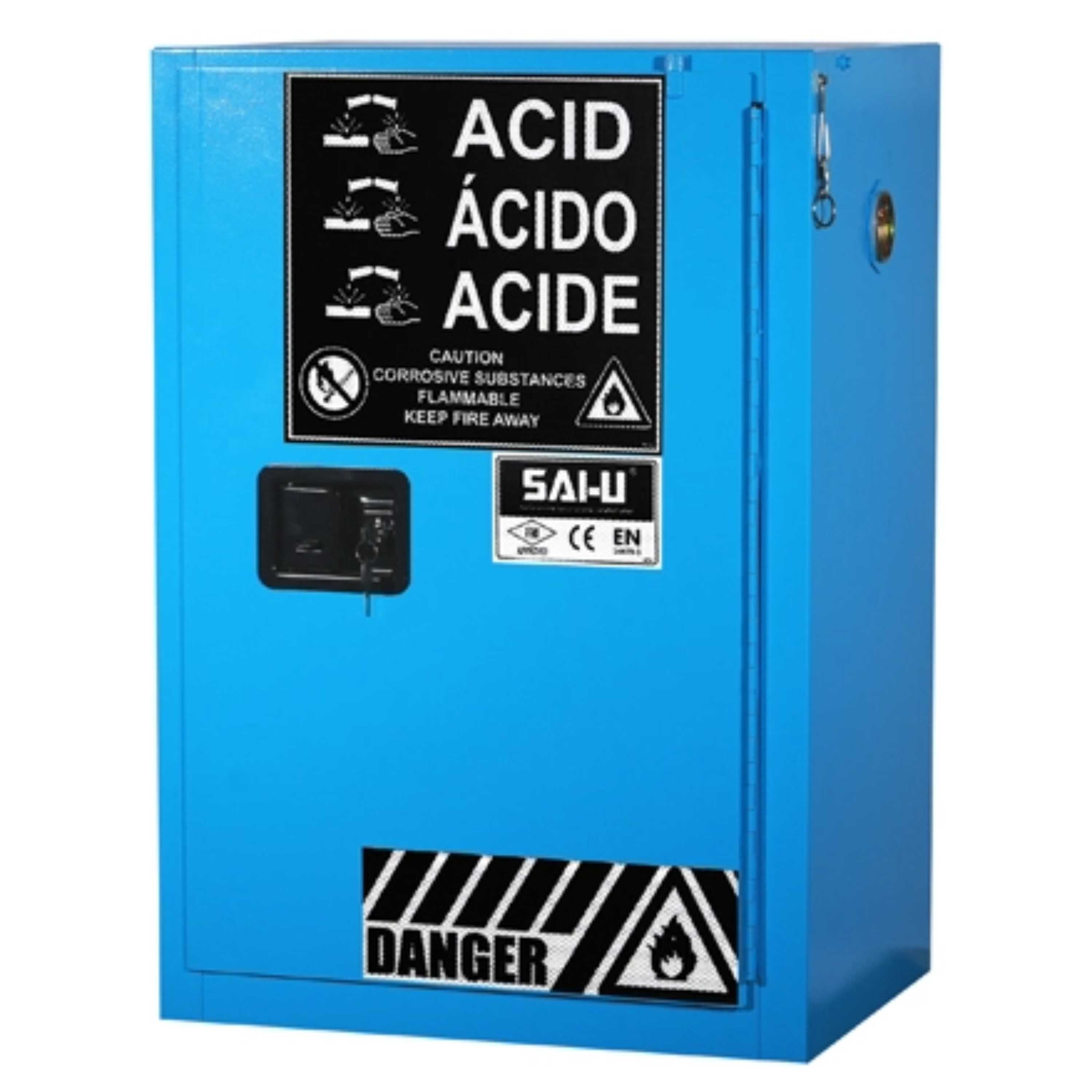 SAI-U® 12 Gallon, Self Close, 1 shelf, Corrosive Liquids Safety Storage Cabinet (Self-closing door)