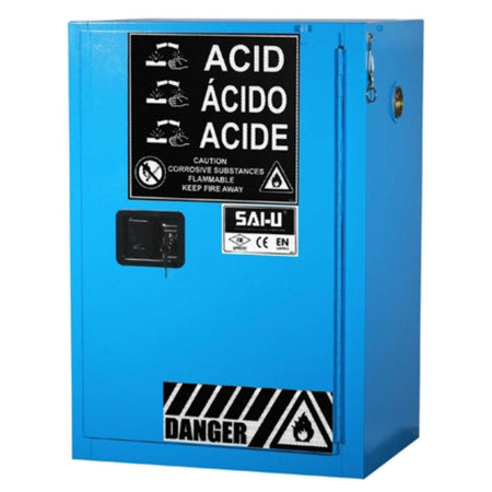 SAI-U® 12 Gallon, Self Close, 1 shelf, Corrosive Liquids Safety Storage Cabinet (Self-closing door)