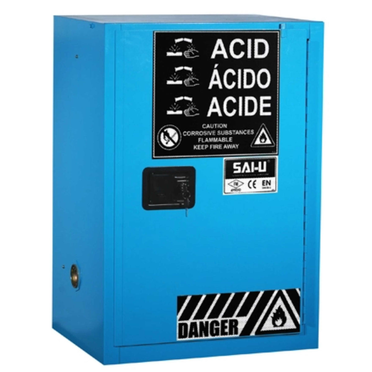 SAI-U® 12 Gallon, Self Close, 1 shelf, Corrosive Liquids Safety Storage Cabinet (Self-closing door)