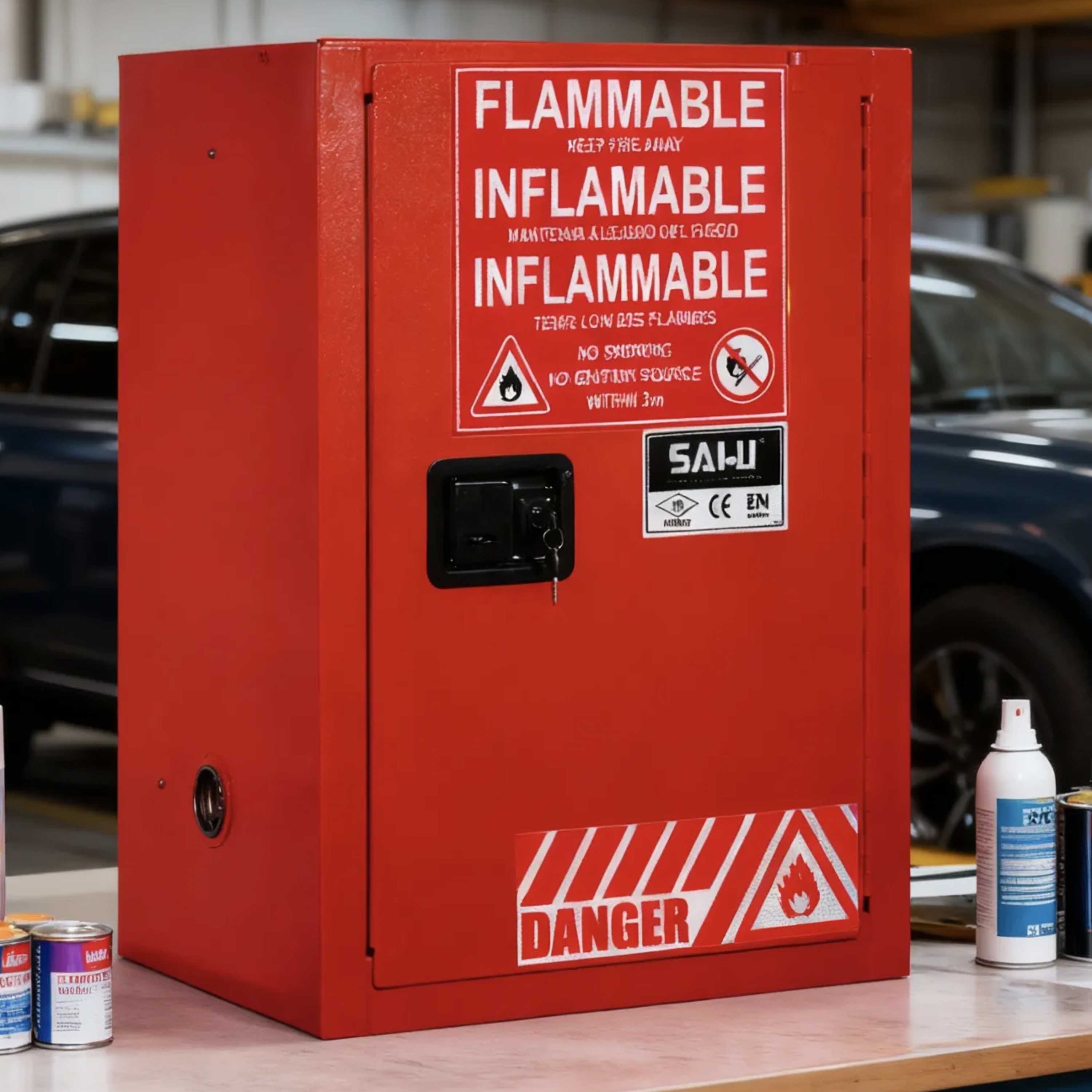 SAI-U® 12 Gallon, Self Close, 1 shelf, Combustibles Safety Storage Cabinet (Self-closing door)