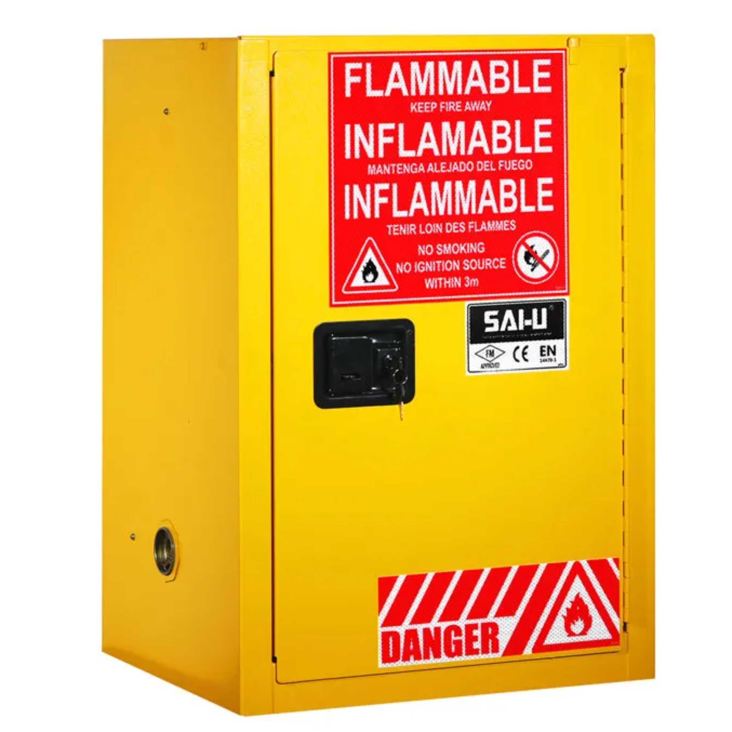 SAI-U® 12 Gallon, Self Close, 1 shelf, Flammable Liquids Safety Storage Cabinet (Self-closing door)