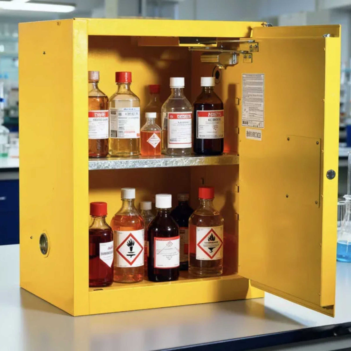SAI-U® 12 Gallon, Self Close, 1 shelf, Flammable Liquids Safety Storage Cabinet (Self-closing door)