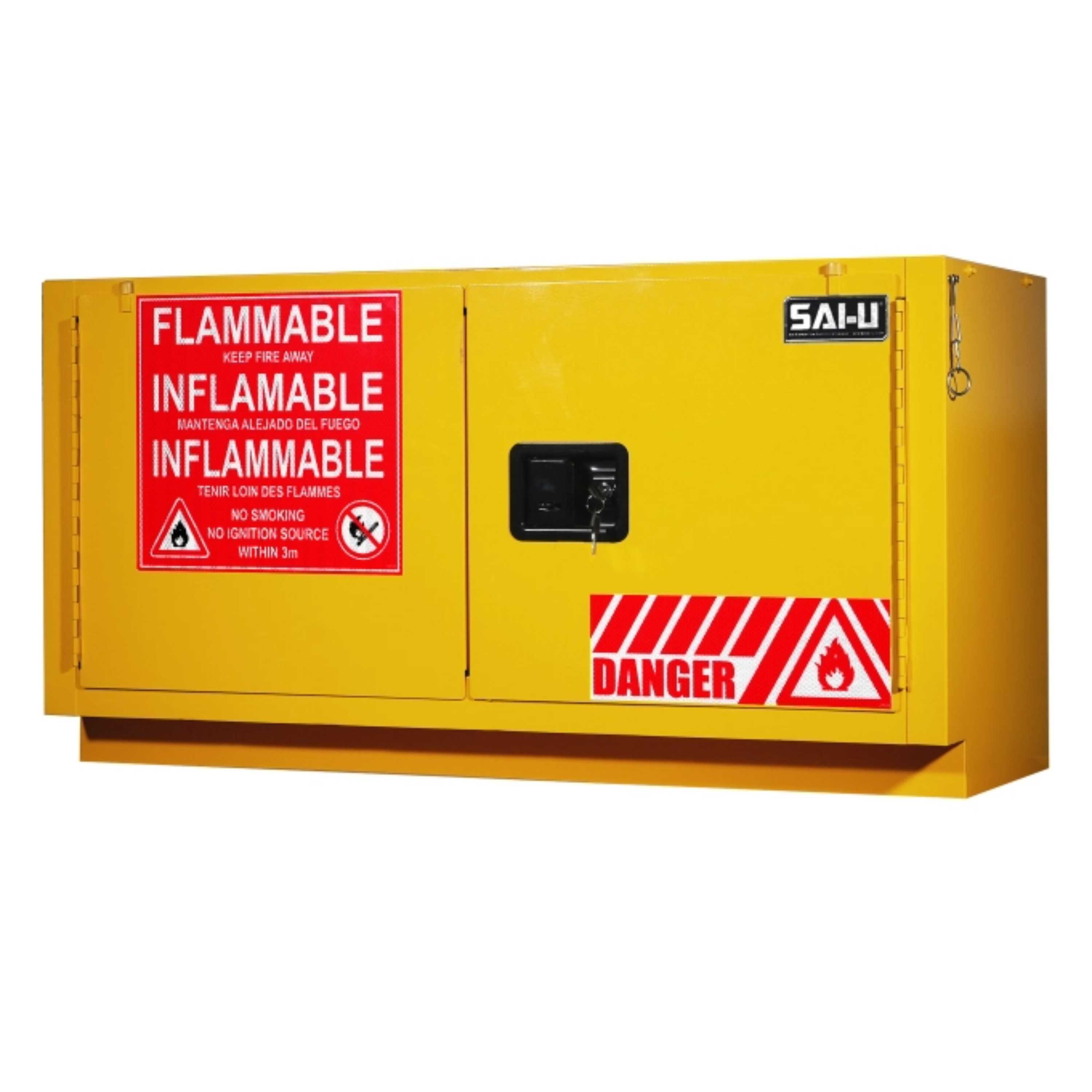 SAI-U® 15 Gallon, Self Close, 1 shelf, Flammable Liquids Safety Storage Cabinet (Self-closing door)