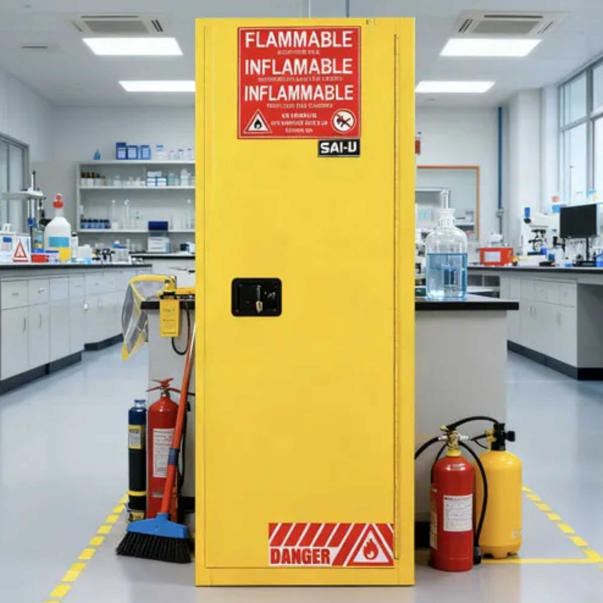 SAI-U® 22 Gallon, Self Close, 3 shelves, Flammable Liquids Safety Storage Cabinet
