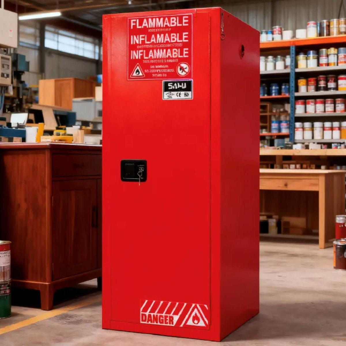 SAI-U® 54 Gallon, 3 shelves, Combustibles Safety Storage Cabinet (Self-closing door)