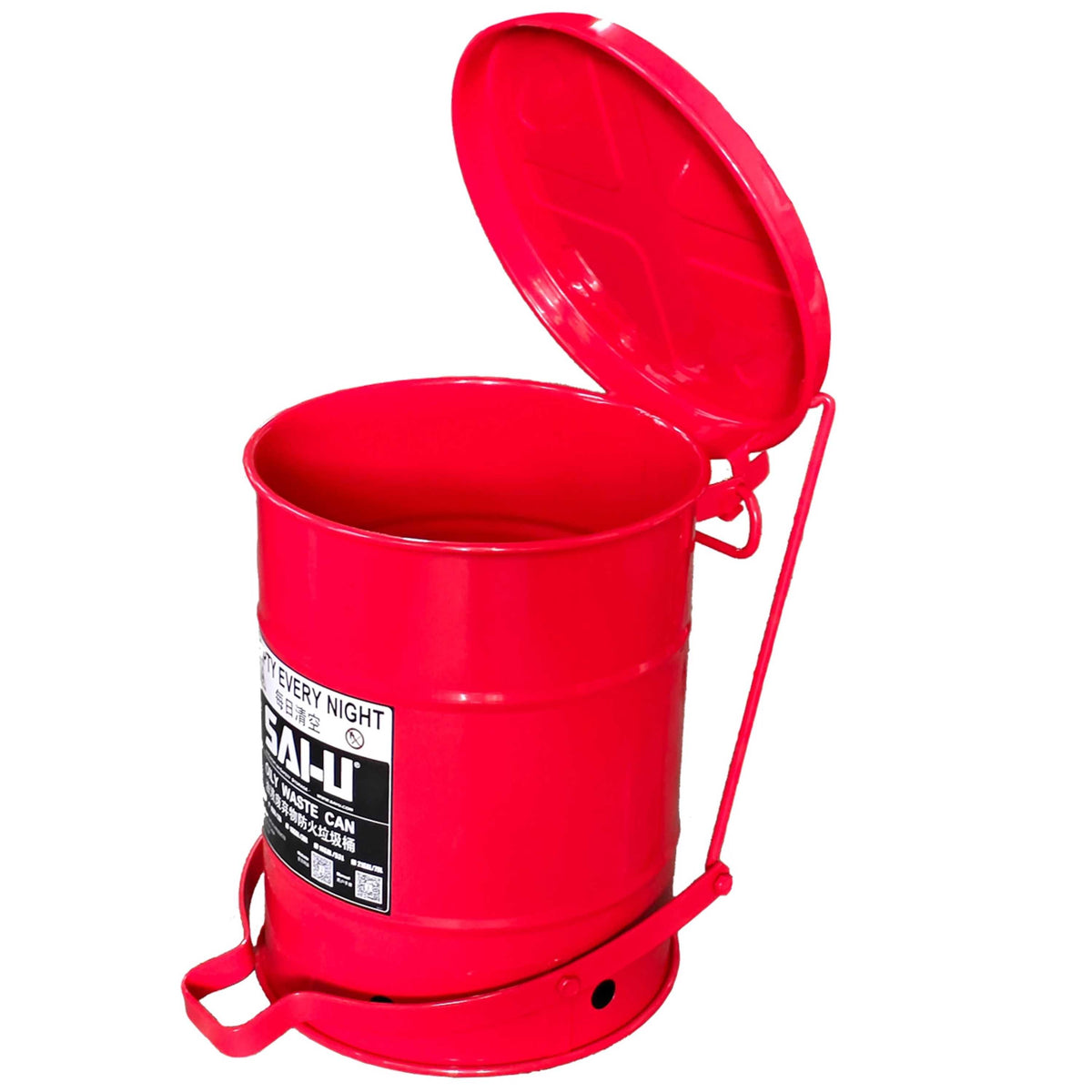 SAI-U® 6 Gallon, Red Oily Waste Can (Pedal Opening Type)