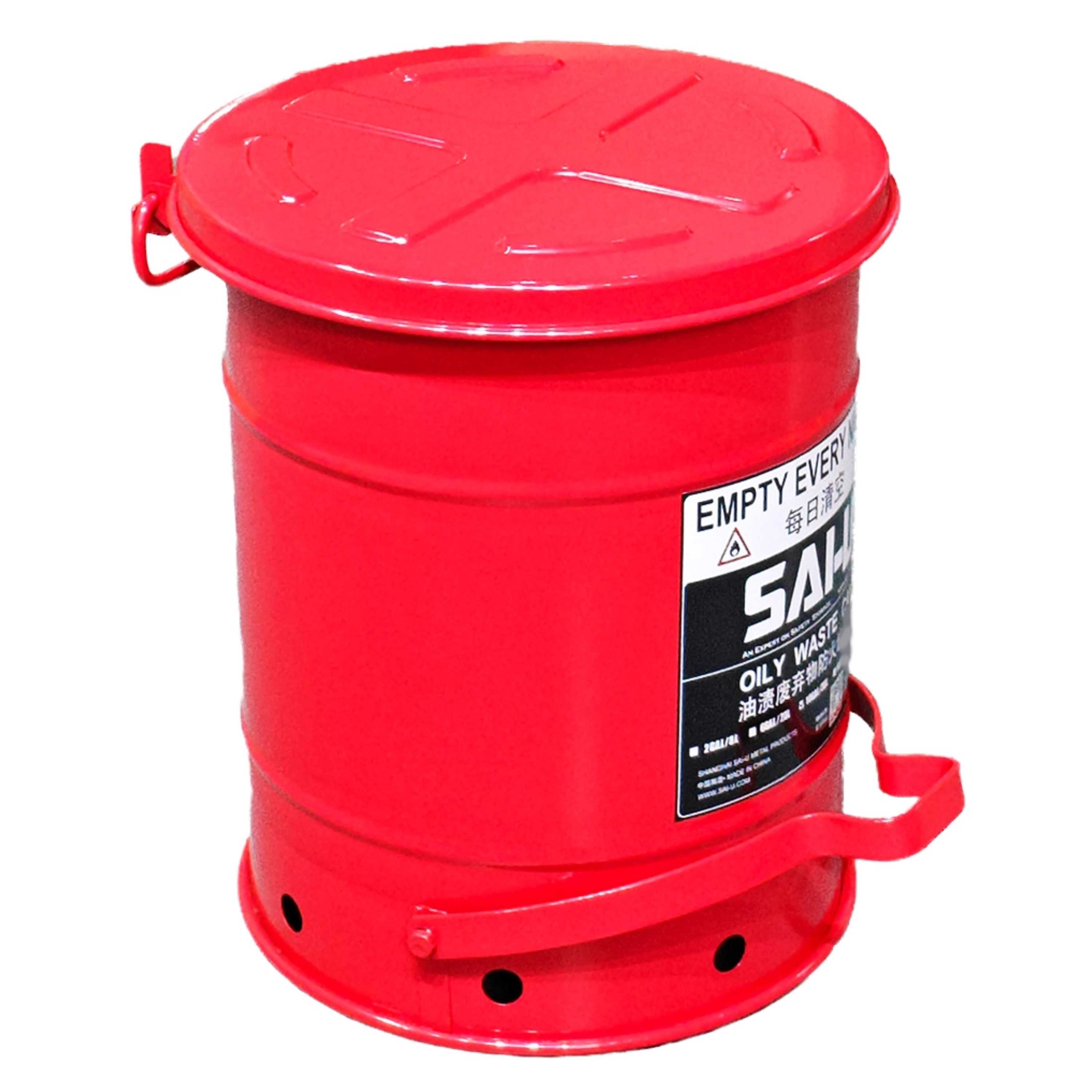 SAI-U® 10 Gallon, Red Oily Waste Can  (Pedal Opening Type)