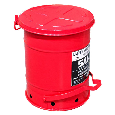 SAI-U® 10 Gallon, Red Oily Waste Can  (Pedal Opening Type)