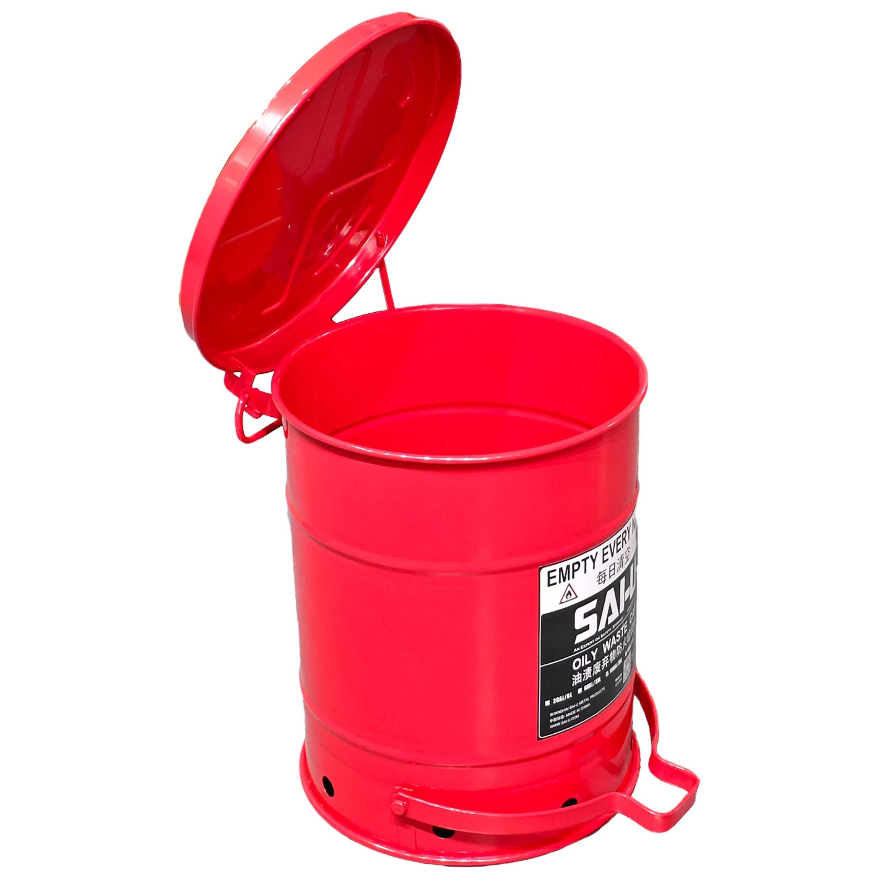 SAI-U® 10 Gallon, Red Oily Waste Can  (Pedal Opening Type)