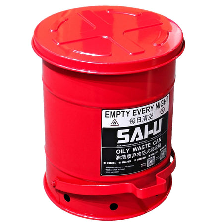 SAI-U® 10 Gallon, Red Oily Waste Can  (Pedal Opening Type)