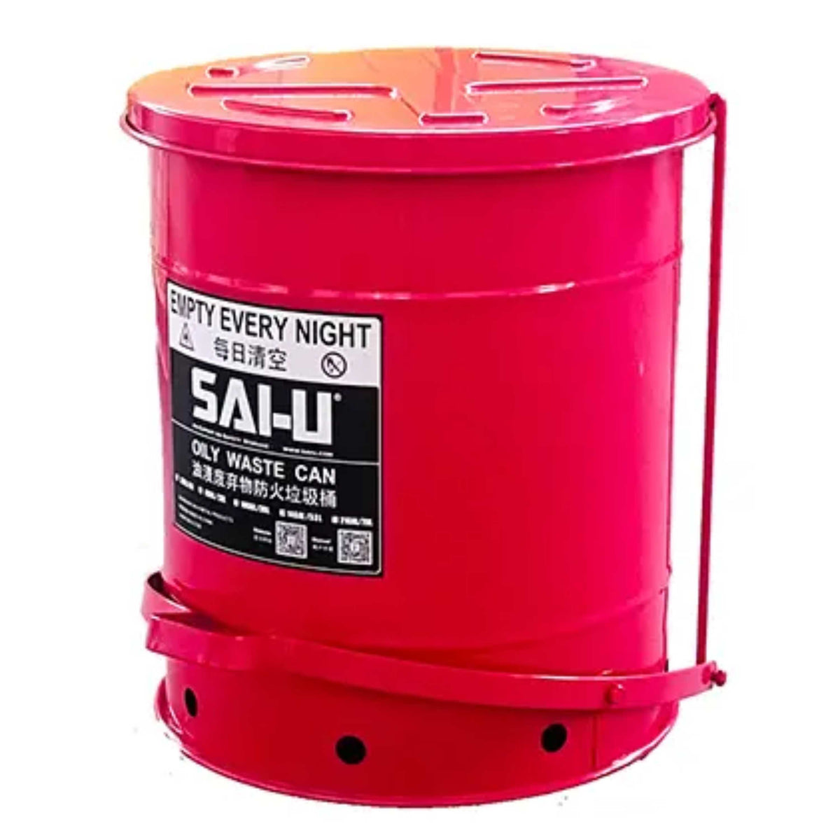 SAI-U® 14 Gallon, Red Oily Waste Can  (Pedal Opening Type)