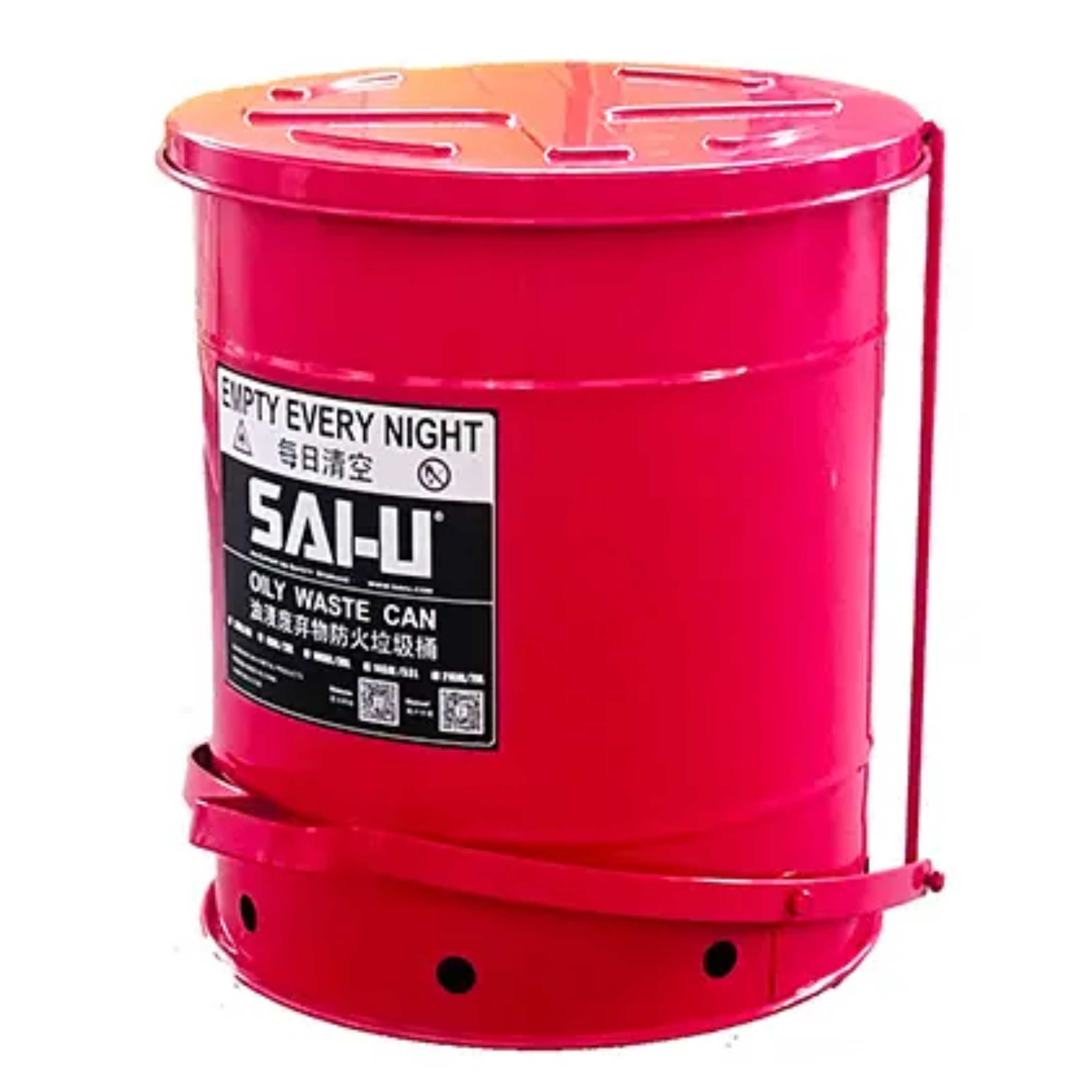SAI-U® 14 Gallon, Red Oily Waste Can  (Pedal Opening Type)