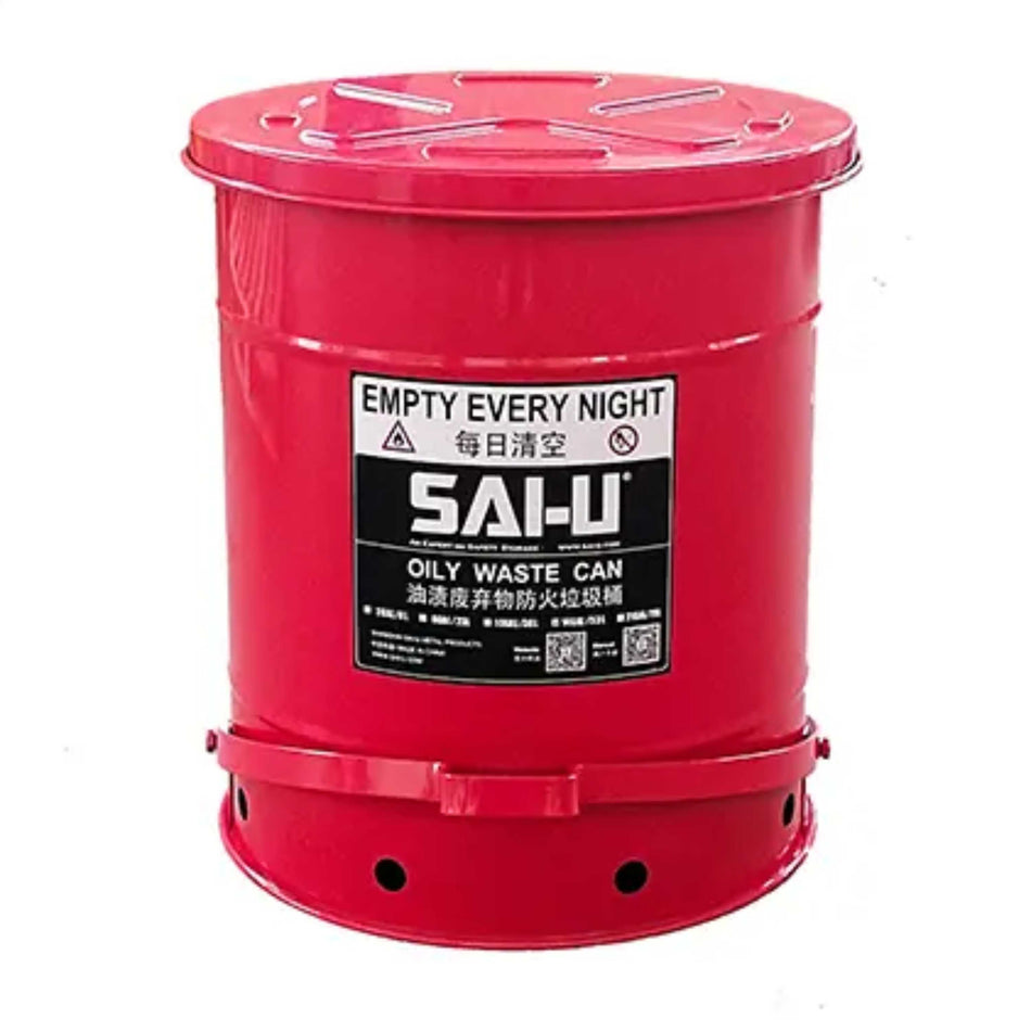 SAI-U® 14 Gallon, Red Oily Waste Can  (Pedal Opening Type)