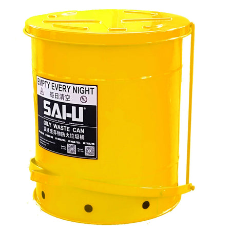 SAI-U® 14 Gallon, Yellow Oily Waste Can  (Pedal Opening Type)