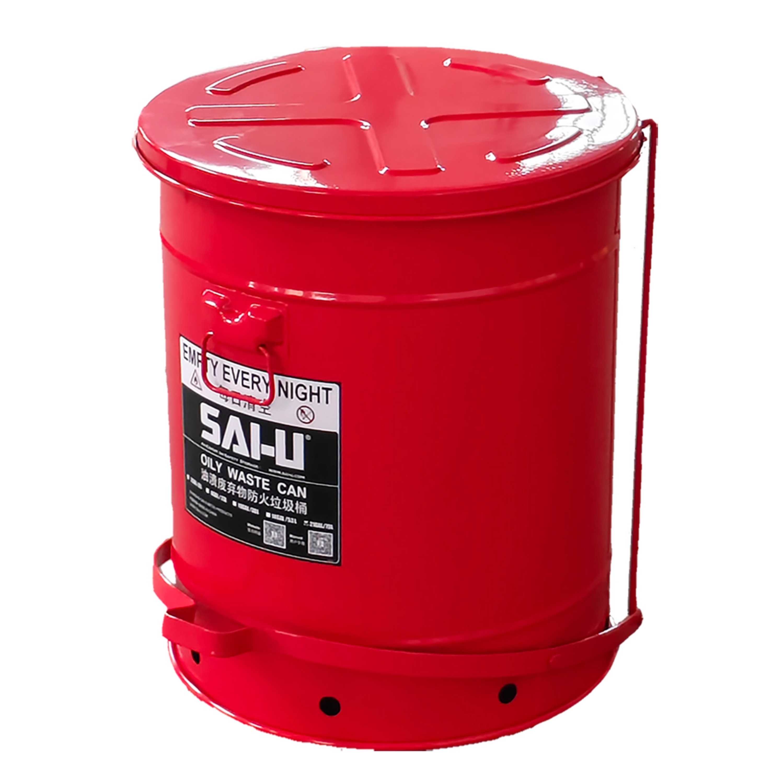 SAI-U® 21 Gallon, Red Oily Waste Can  (Pedal Opening Type)