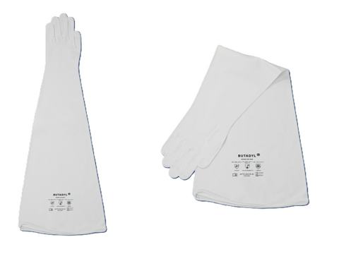 Butadyl White Color Gloves for Glove Boxes, 32" Length, 8" Port, 2 Pairs/Case - MSE Supplies LLC