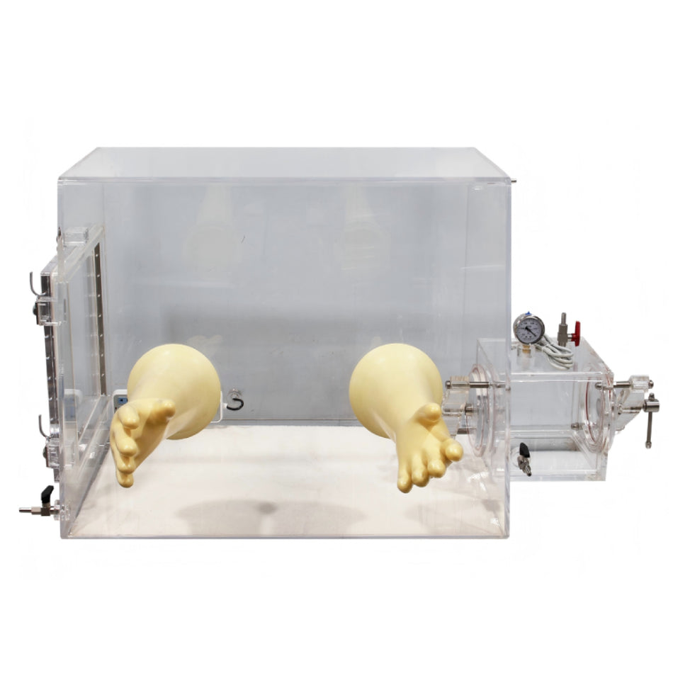 MSE PRO Economy Compact Laboratory Two Port Acrylic Glove Box with Airlock Chamber - Glove Boxes - MSE Supplies LLC - MSE Supplies