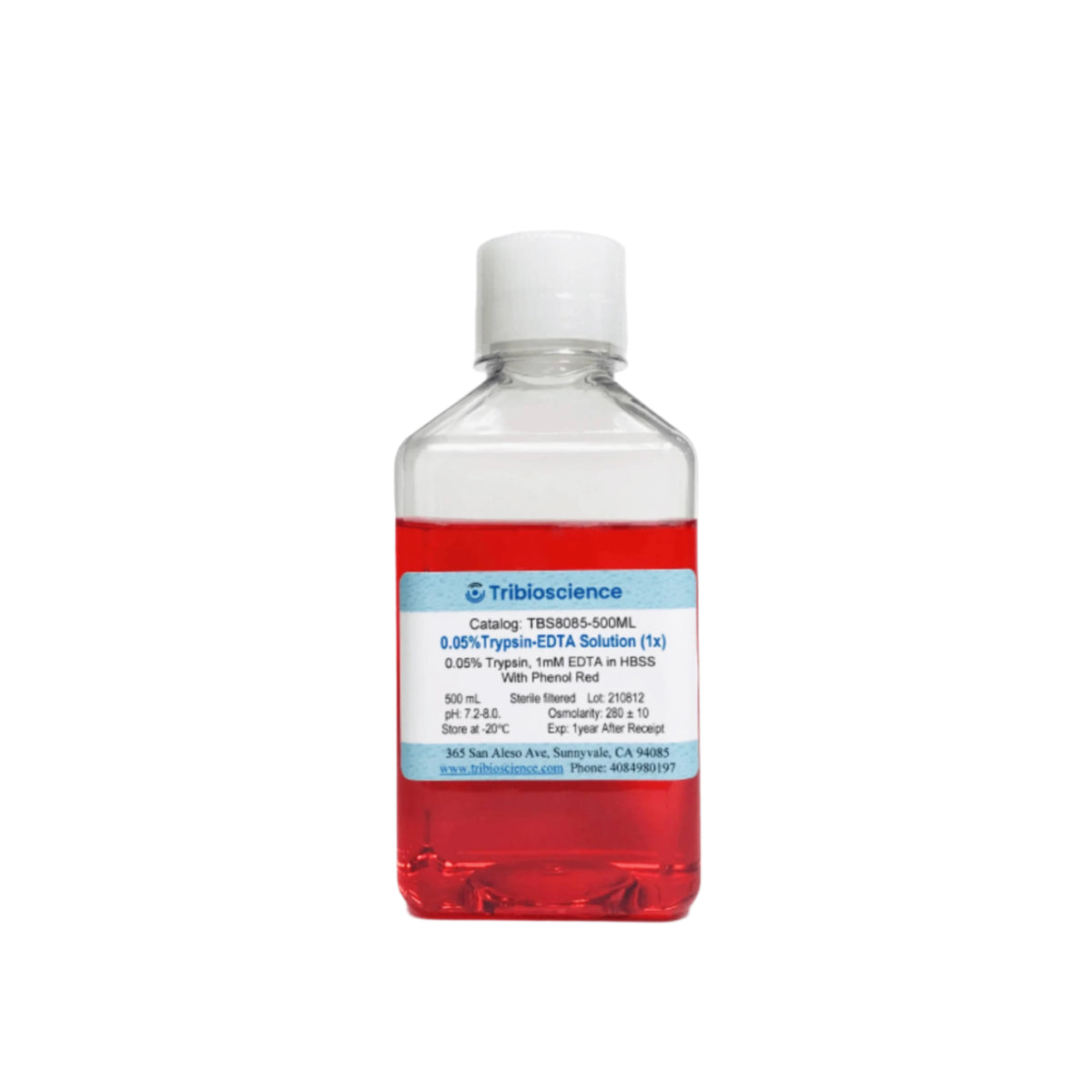 Tribioscience 0.05% Trypsin-EDTA(1x), Phenol Red in PBS, pH 7.2-8.0 (TBS8085)
