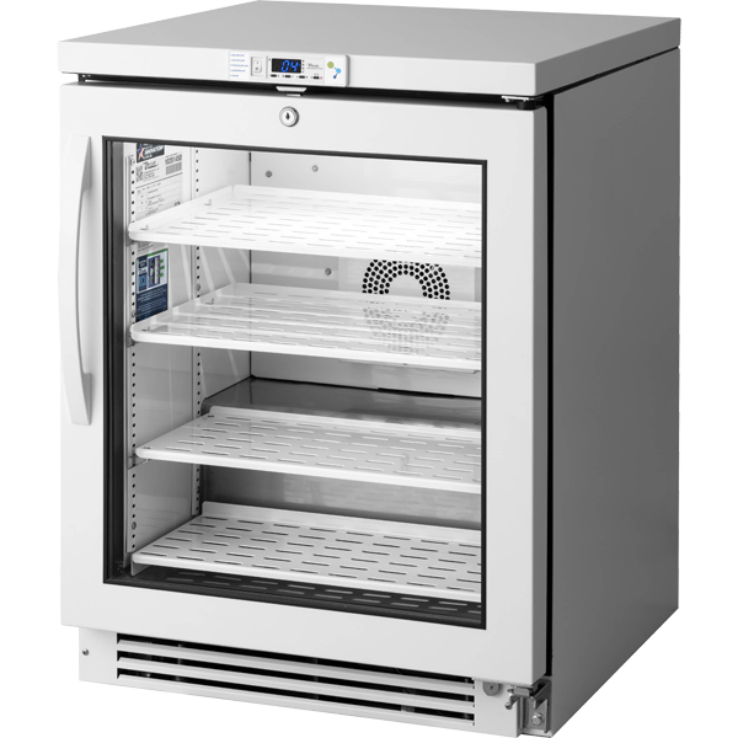 True Scientific 134 Liter (4.72 Cu Ft) Capacity  Under Counter  Glass Door Pharmacy Refrigerator, 115 V