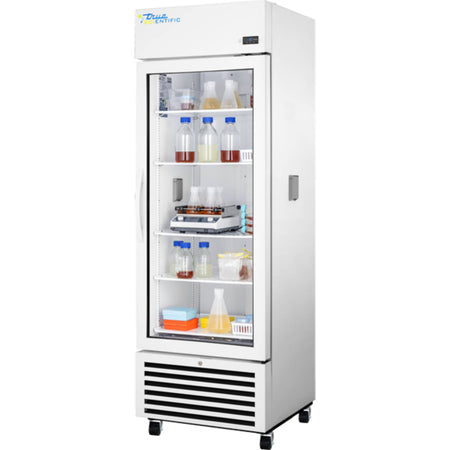 True Scientific 437.8 Liters (15.46 Cu Ft) Capacity Glass Door Chromatography Refrigerator, 115 V Half Depth Shelves w/Mast
