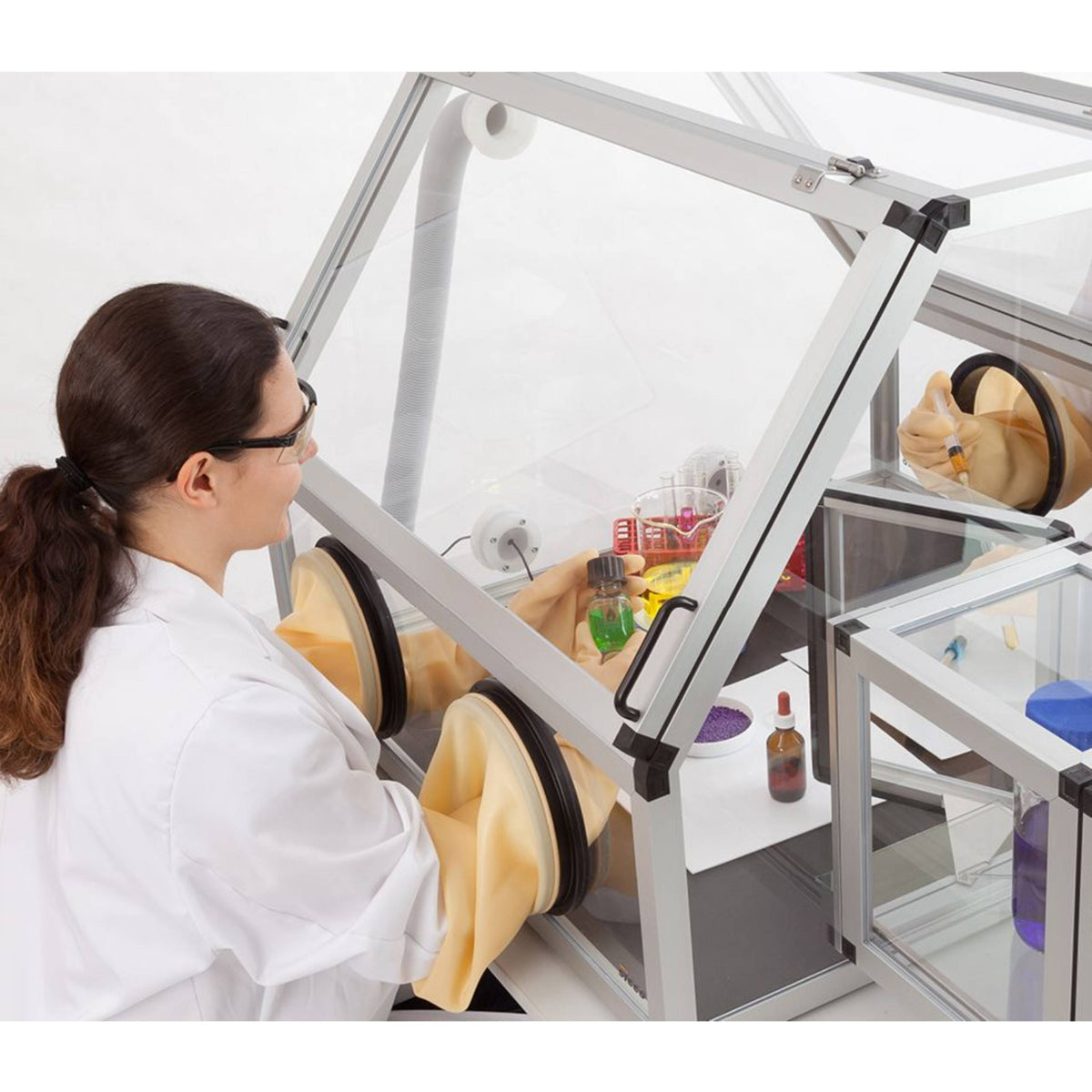 SICCO Glove Box Duo 2 with Transfer Chamber (W 1200 × H 710 × D 890 mm) (PMMA/PE)