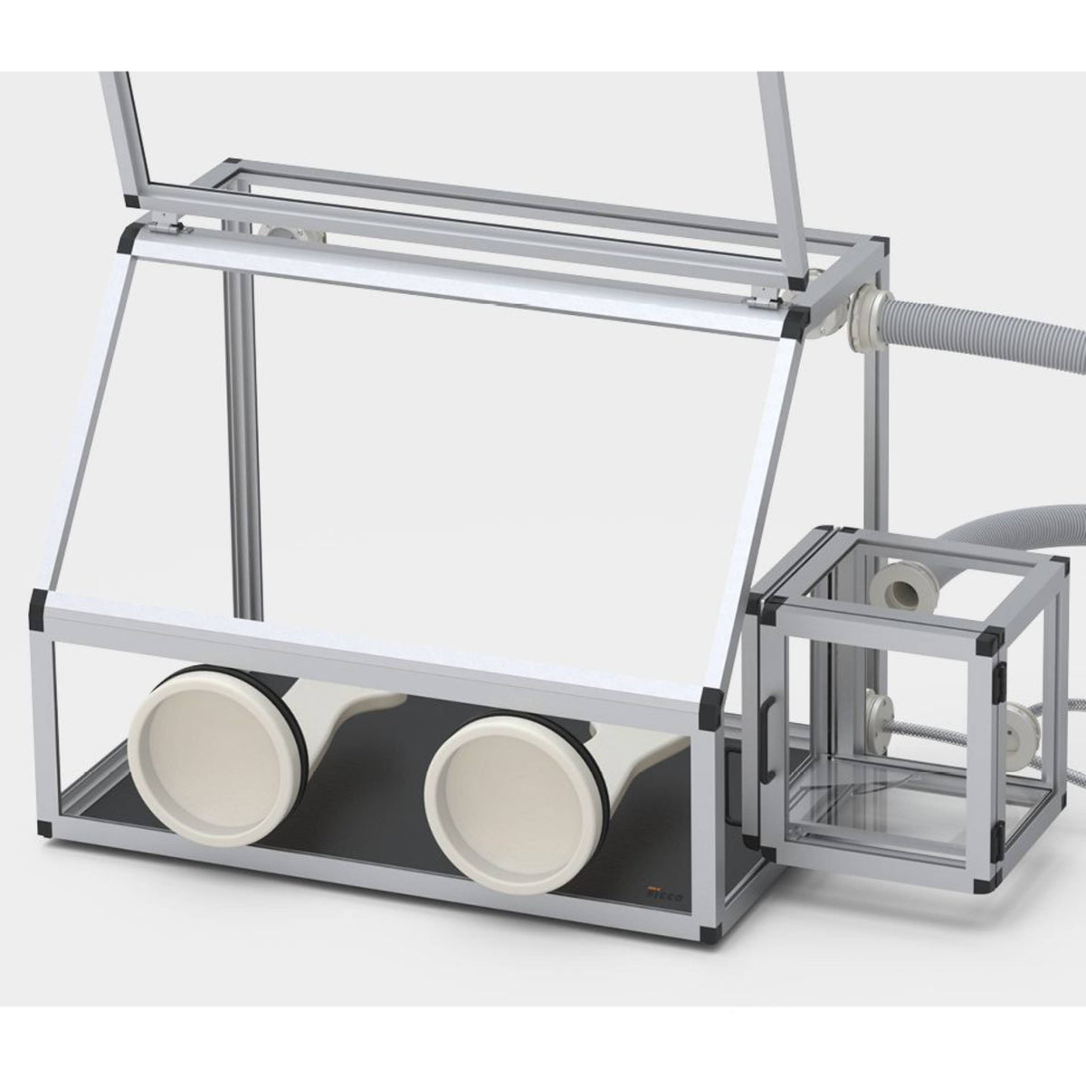 SICCO Glove Box with Transfer Chamber (W 1210 mm × H 700 mm × D 600 mm) (PMMA/AL)