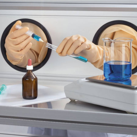 SICCO Glove Box Vitrum with Transfer Chamber (W 1210 mm × H 700 mm × D 600 mm) (GLAS/AL)