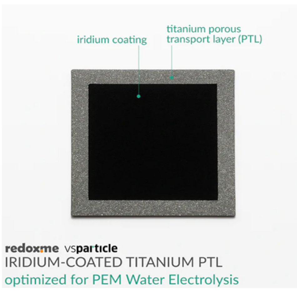 0.1 mg/cm2 Iridium-coated 30 x 30mm Titanium Porous Transport Layer for PEM Water Electrolysis - Electrochemical Products - Redox.me - MSE Supplies